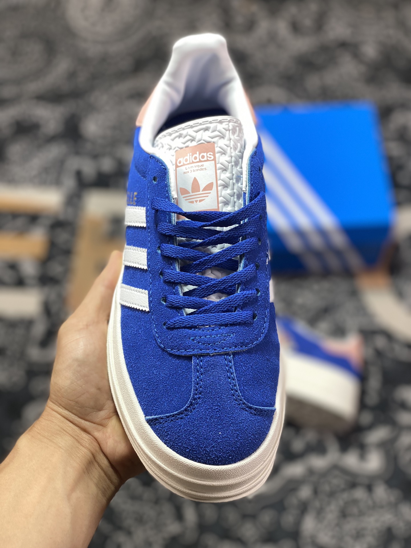 Adidas Originals Gazelle Bold powder blue and white thick-soled non-slip casual sneakers HQ6894