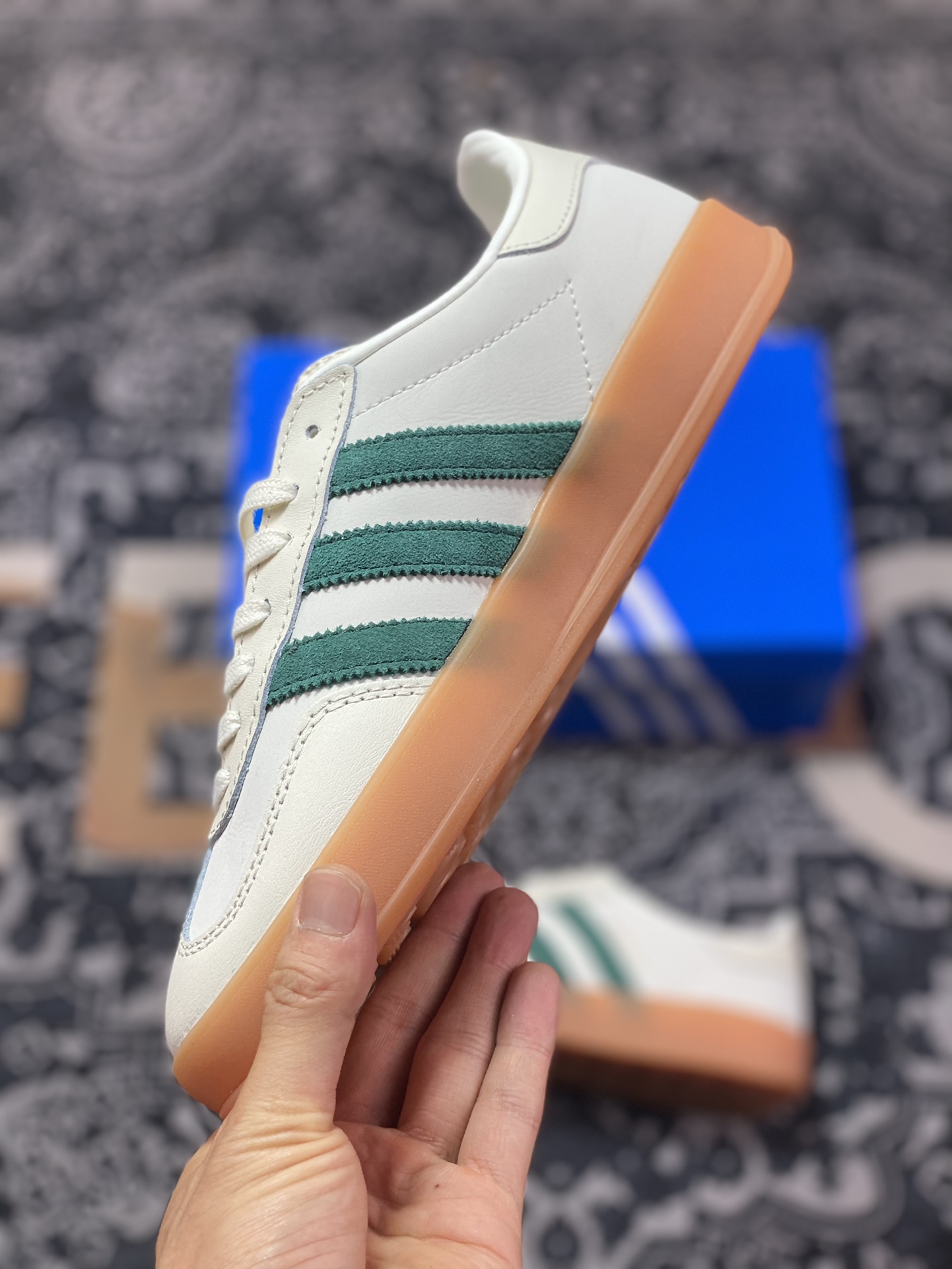 Adidas Originals Gazelle Indoor off-white green clover retro casual sports sneakers ID2567