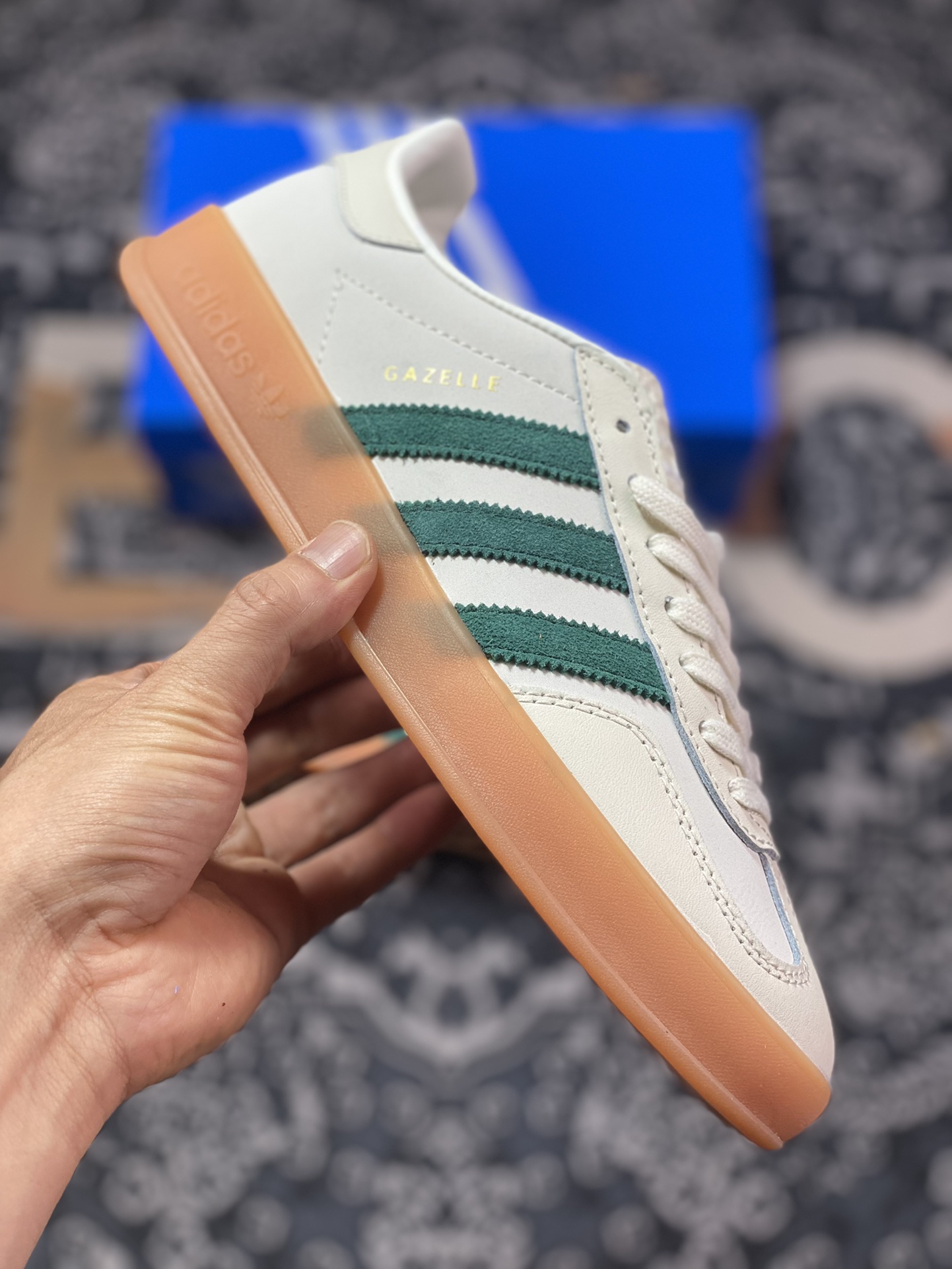 Adidas Originals Gazelle Indoor off-white green clover retro casual sports sneakers ID2567