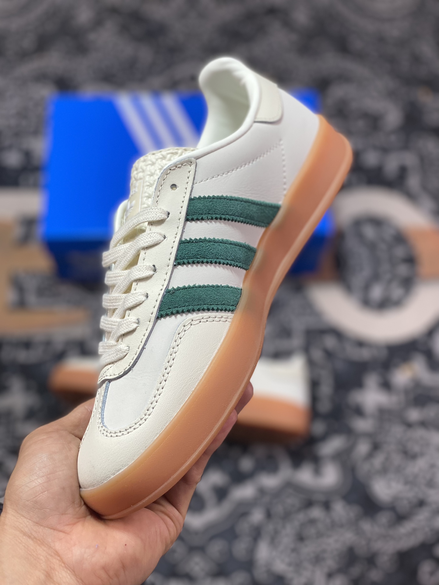 Adidas Originals Gazelle Indoor off-white green clover retro casual sports sneakers ID2567