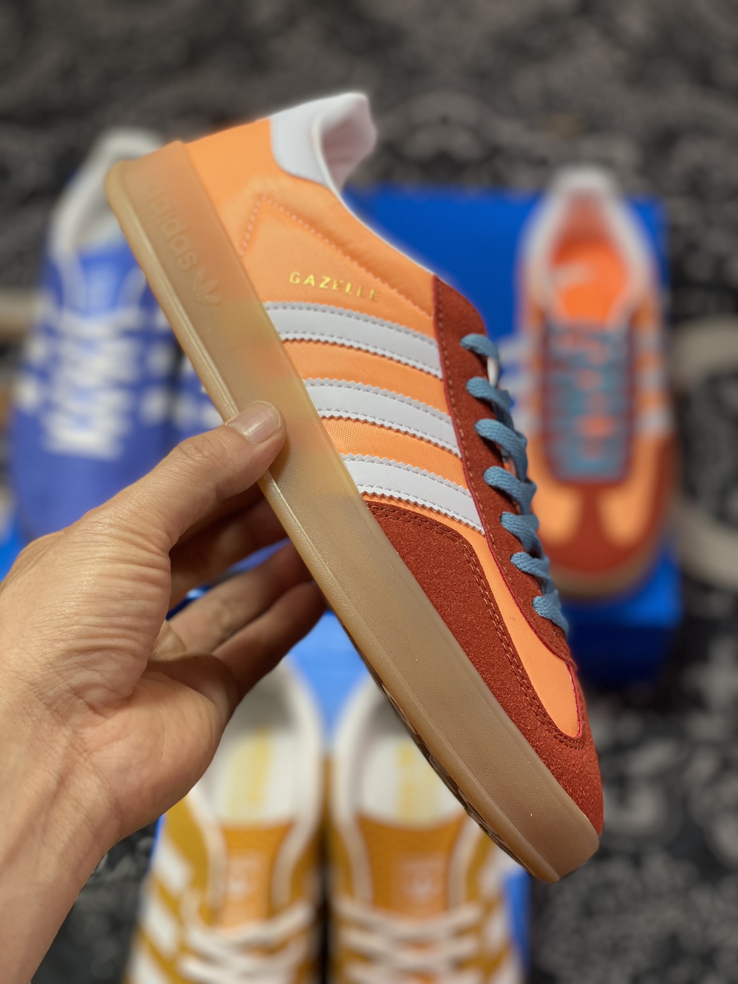 Adidas Originals Gazelle Indoor White Orange Clover Retro Casual Sports Shoes HQ9016