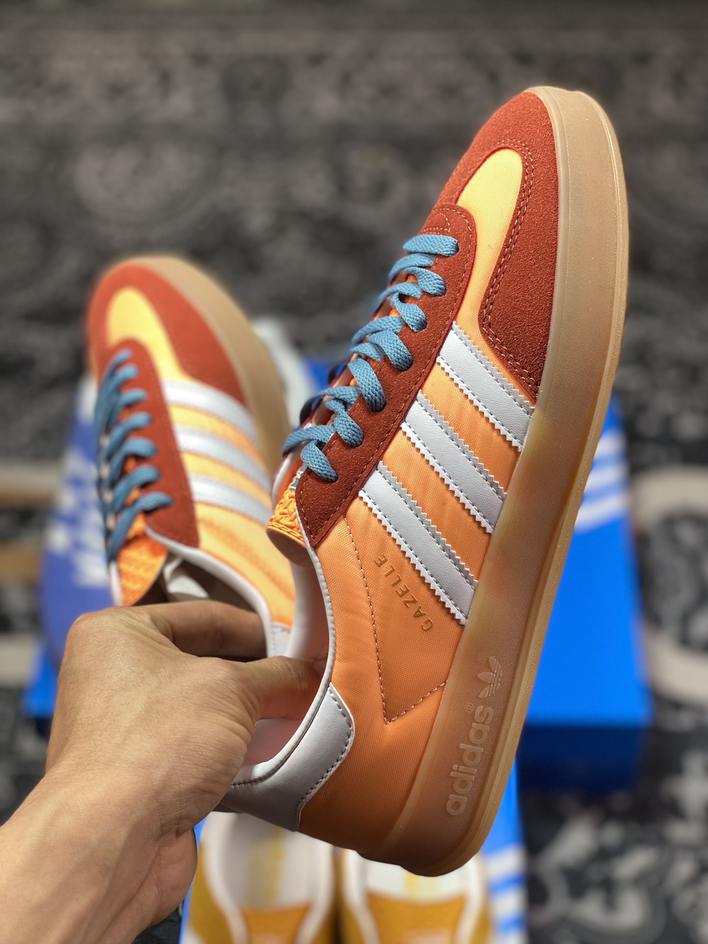 Adidas Originals Gazelle Indoor White Orange Clover Retro Casual Sports Shoes HQ9016