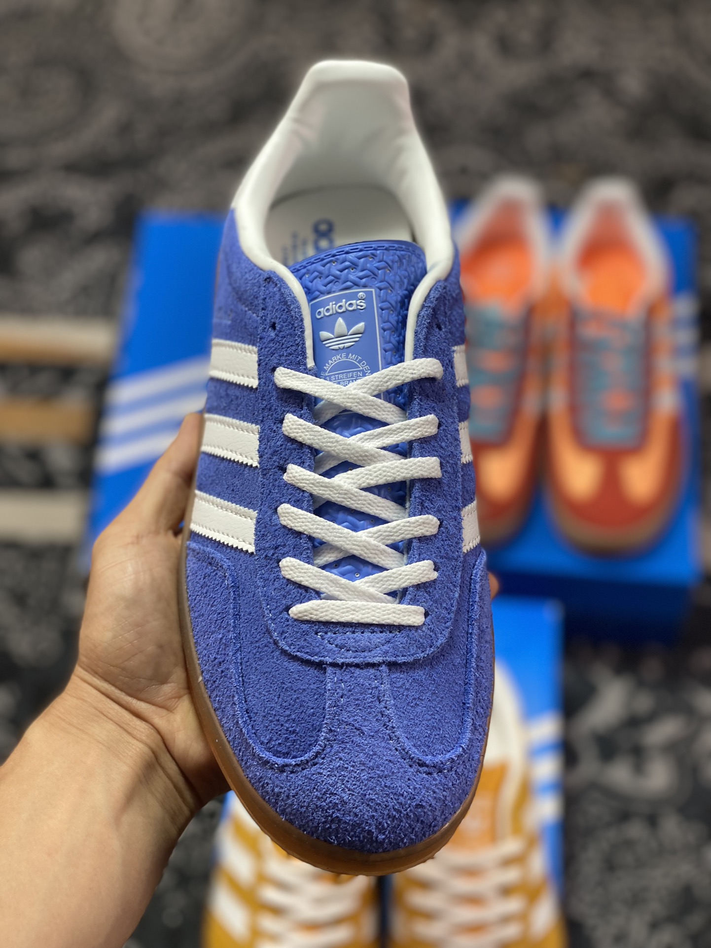 Adidas Originals Gazelle Indoor blue and white clover retro casual sports sneakers HQ8717