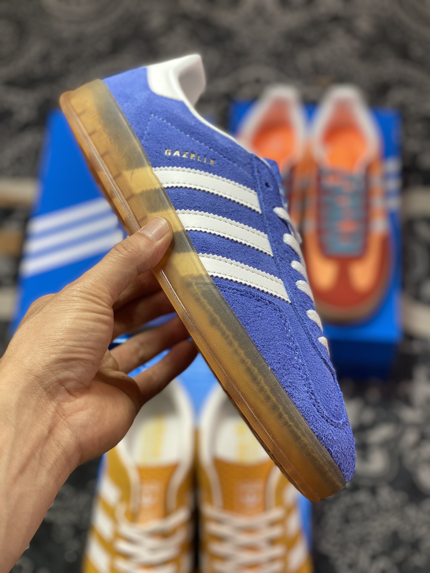 Adidas Originals Gazelle Indoor blue and white clover retro casual sports sneakers HQ8717