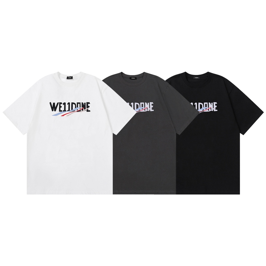 W089# Camiseta de manga corta unisex de nuevo diseño con estampado WE11DONE, corte holgado, tejido de algodón…