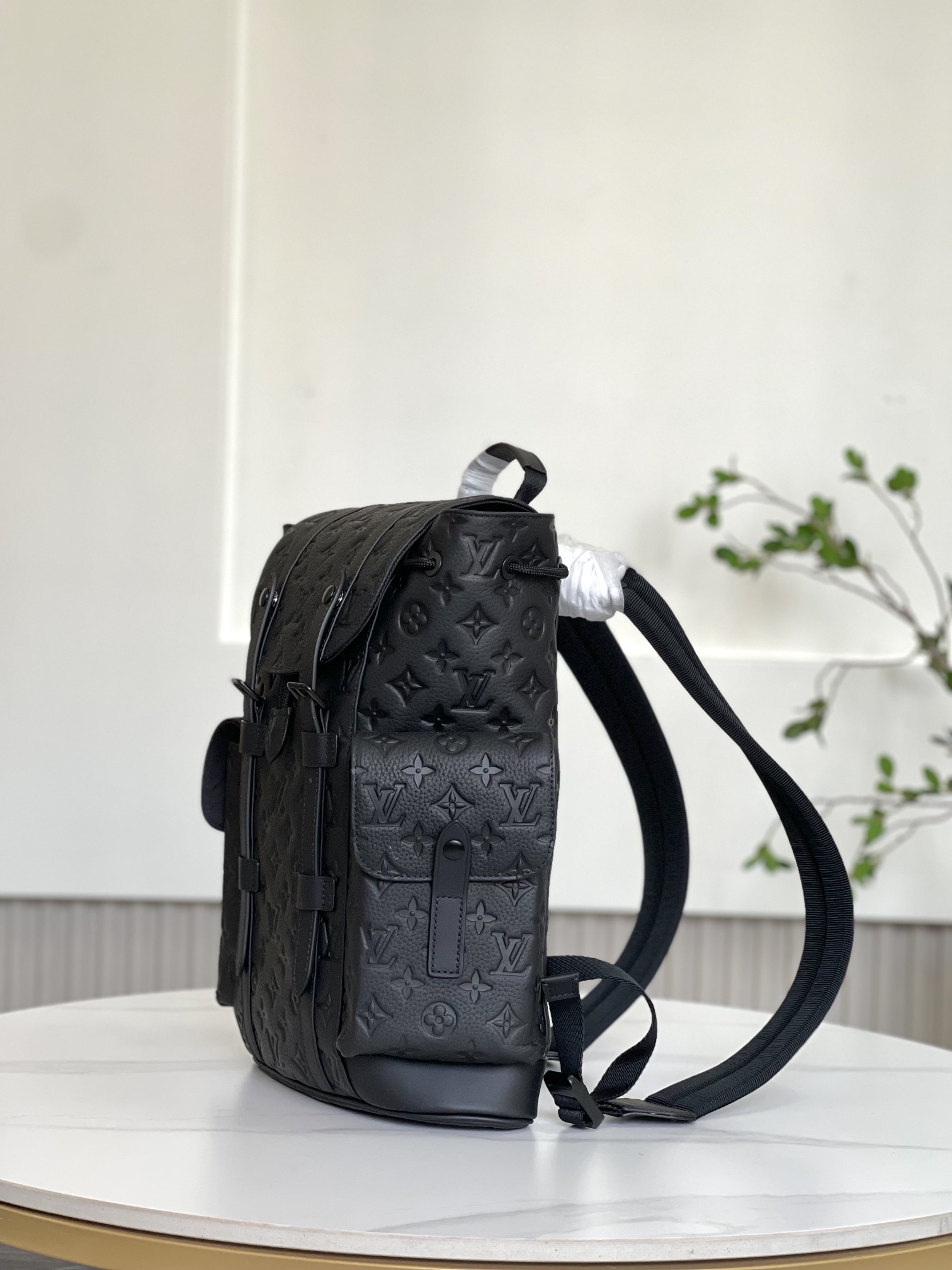 [Backpacks] cow leather trimFabric lining metal piece adjustable shoulder