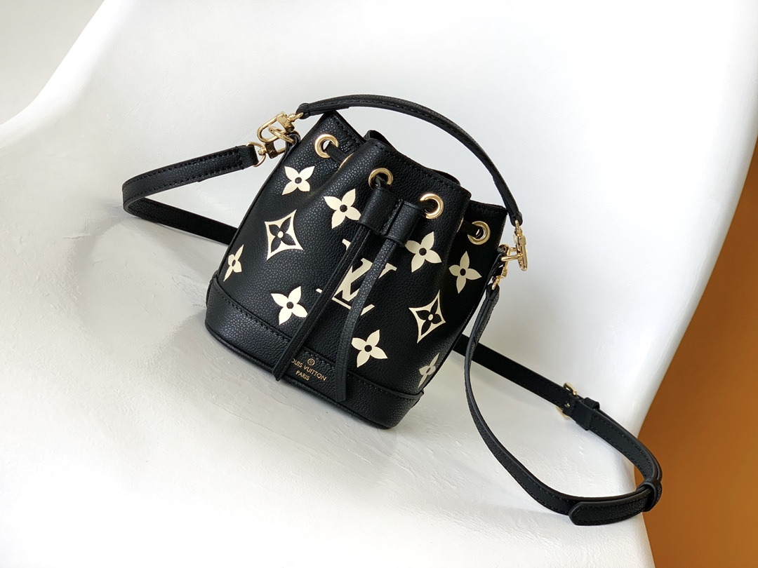 Wholesale Replica Shop
 Louis Vuitton LV Nano Noe AAAAA+
 Bags Handbags Apricot Color Black Empreinte​ Cowhide M46291