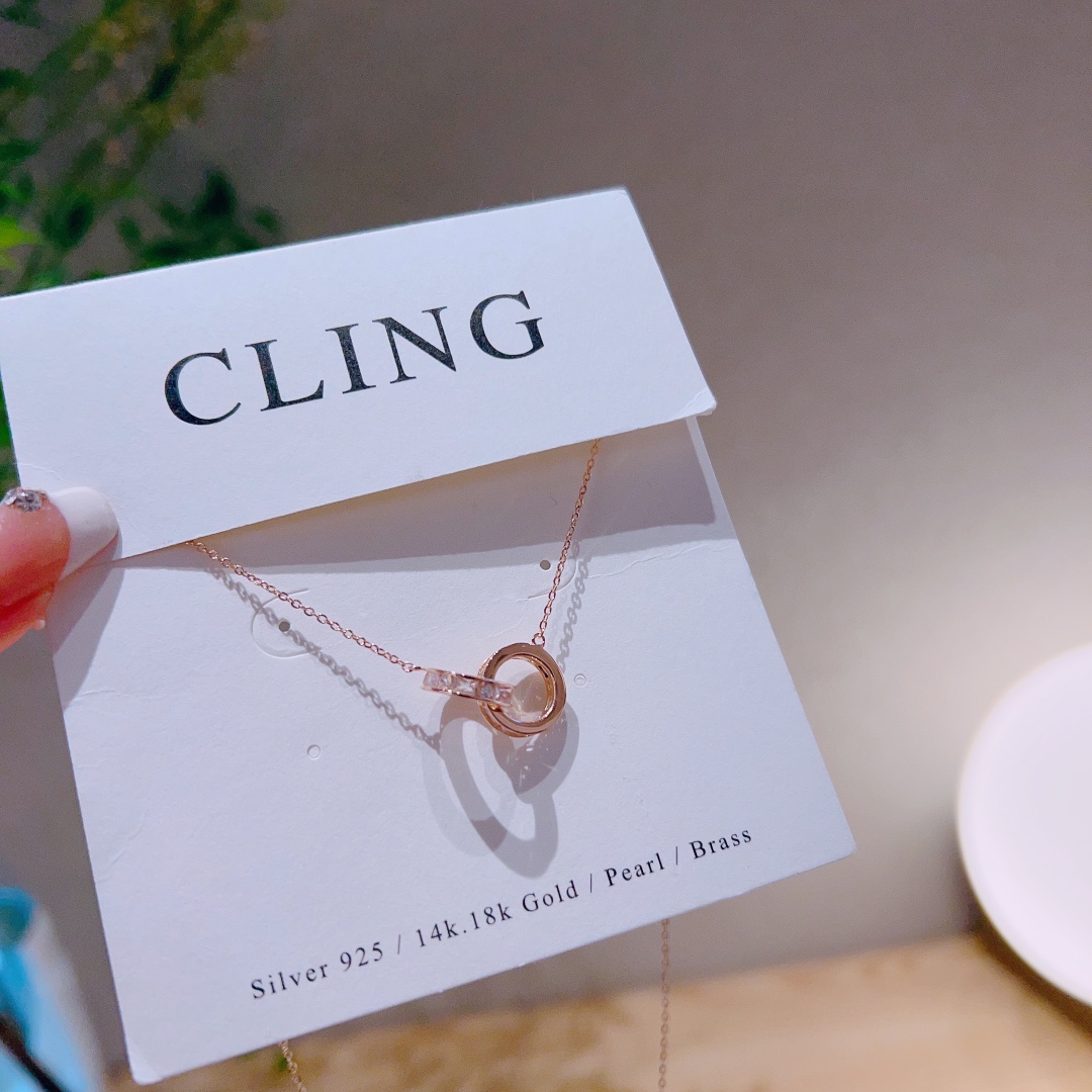 S925 Sterling Silver Necklace Artistic Everyday Wear Gold