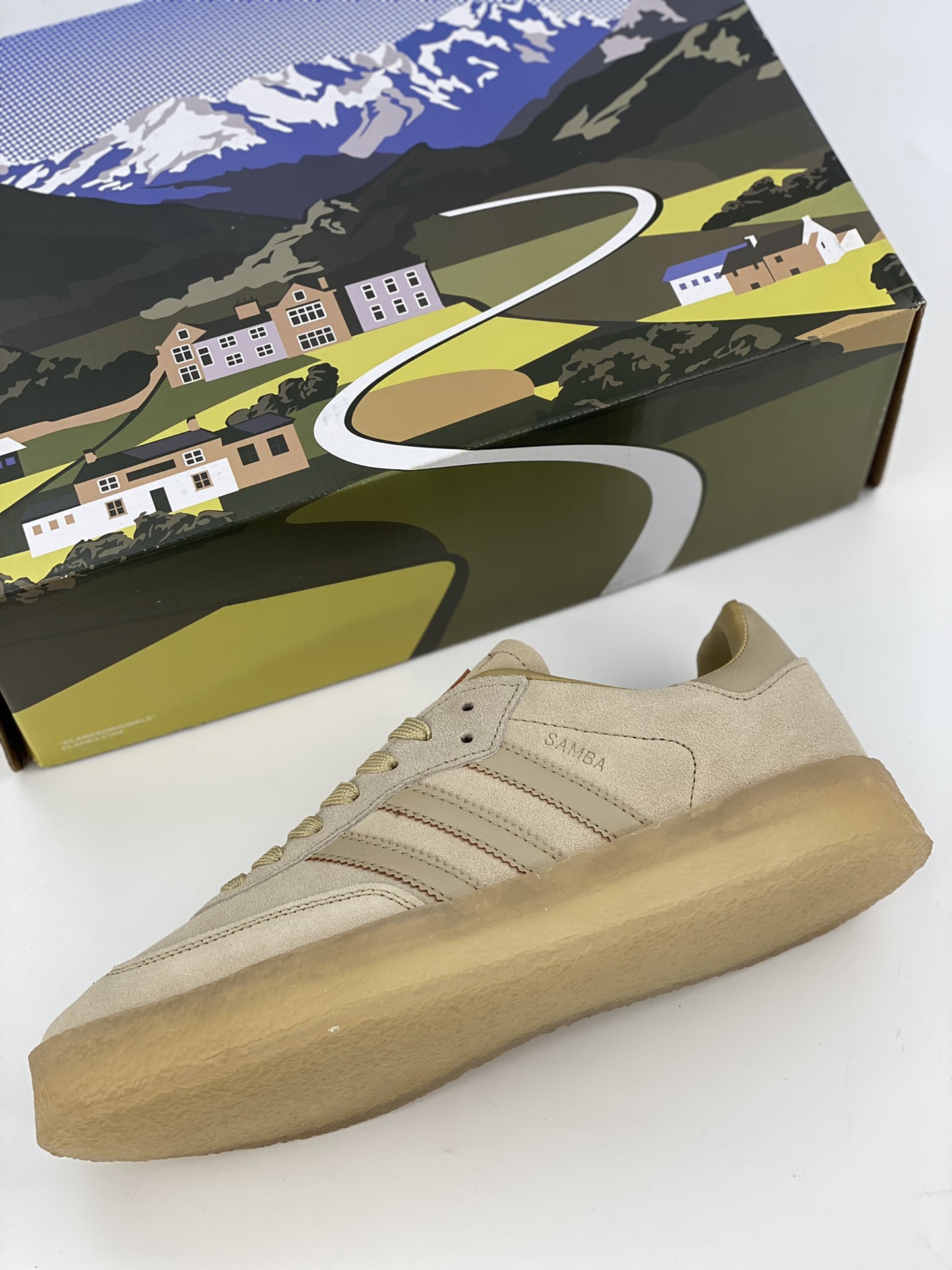 KITH x Clarks x Adidas Originals 8th Street Samba ”Savannah” Samba dance street series moral training sports sneakers ID7298