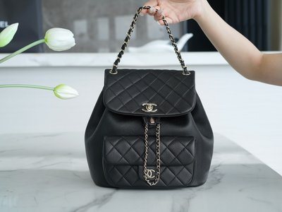 Perfect Replica Chanel Duma Bags Backpack Black Lychee Pattern Cowhide Fetal