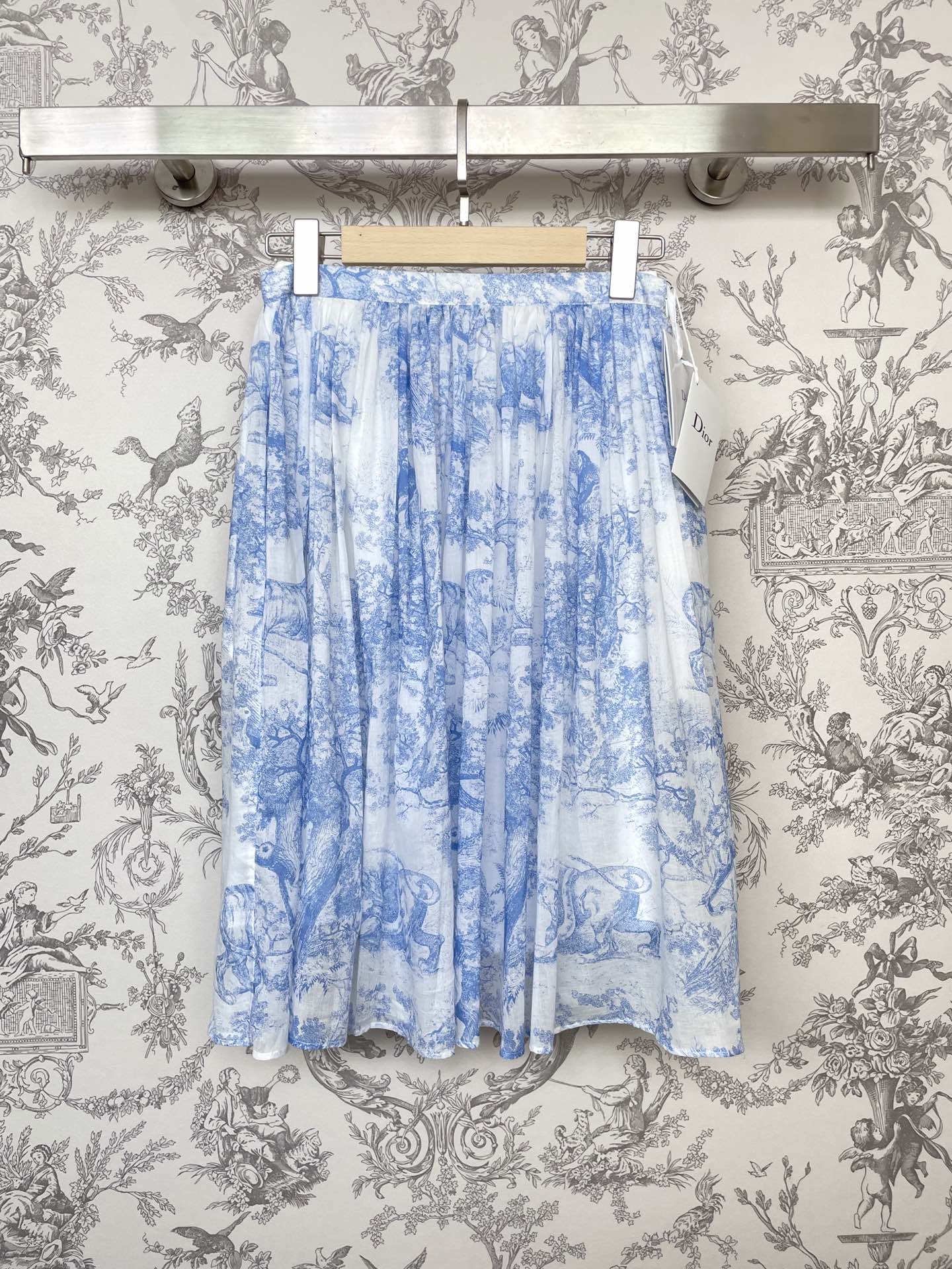 Dior Clothing Skirts Blue Grey Printing Cotton Summer Collection