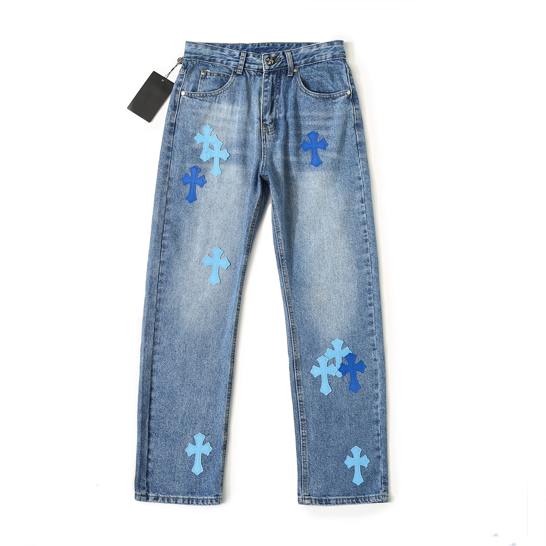 Chrome Hearts Kleidung Jeans Blau Rosa Nähen Frauen Männer Frühlingskollektion Fashion