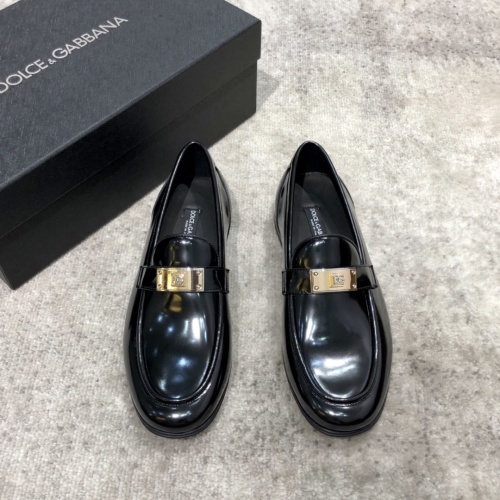 Dolce & Gabbana Men's Black Leather Loafers with Gold-Tone Hardware 1 Dolce & Gabbana Men's Black Leather Loafers with Gold-Tone Hardware