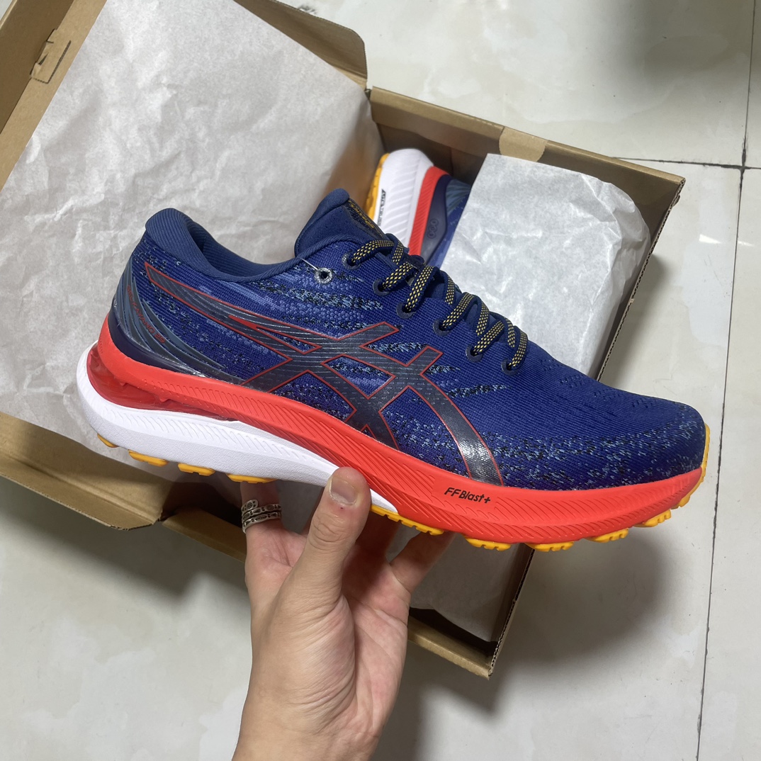 Asics Gel-Kayano 29 azul y rojo, zapatillas de running casuales y deportivas con airbag de nanofibras, #mater…