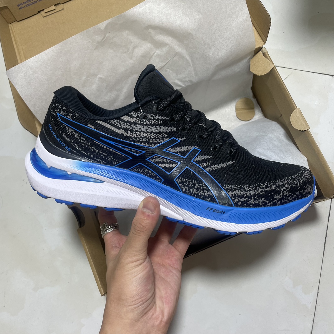 Asics Gel-Kayano 29 negro y azul, zapatillas de running casuales y deportivas con airbag de nanofibras, #mate…