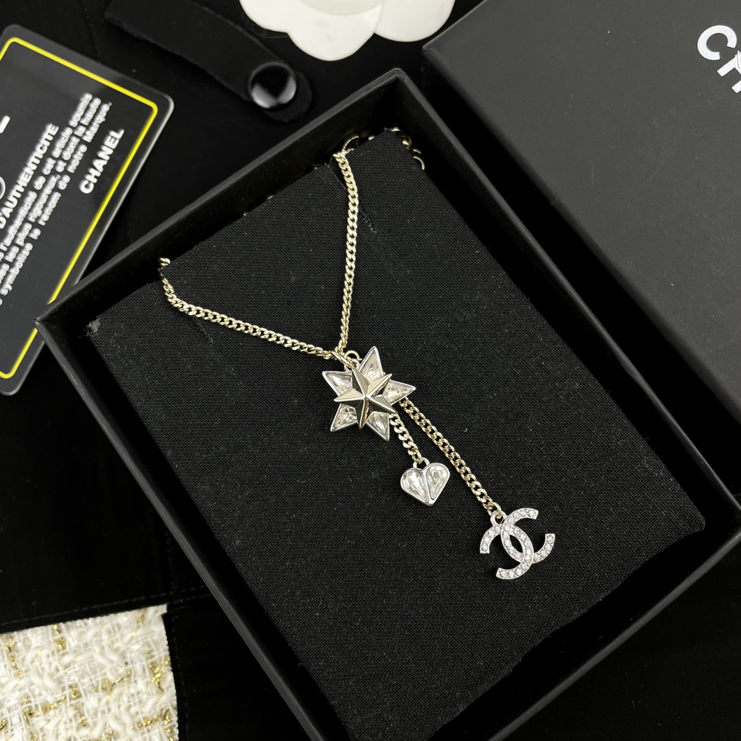 NO:688903,Ch@nel five-pointed star love rhinestone pendant necklace, Chanel necklace, chanel,necklace19860909Ch@nel五角星爱心水钻吊坠项链,香奈儿项链,chanel,necklace,Jewelry