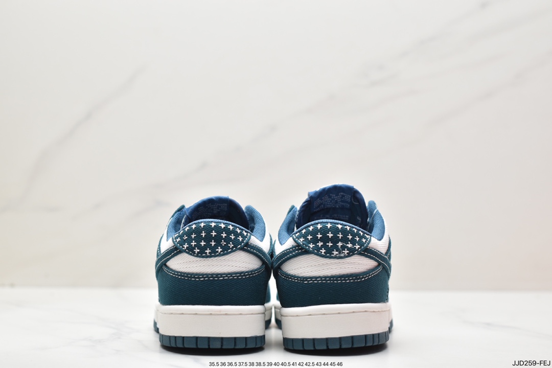 ”New ”Sashiko embroidery”, Nike SB Dunk Retro Low” ”Industrial Blue Sashiko”” Dunk series low-top sneakers ”denim blue and white Sashiko embroidery” DV0834-101 ”