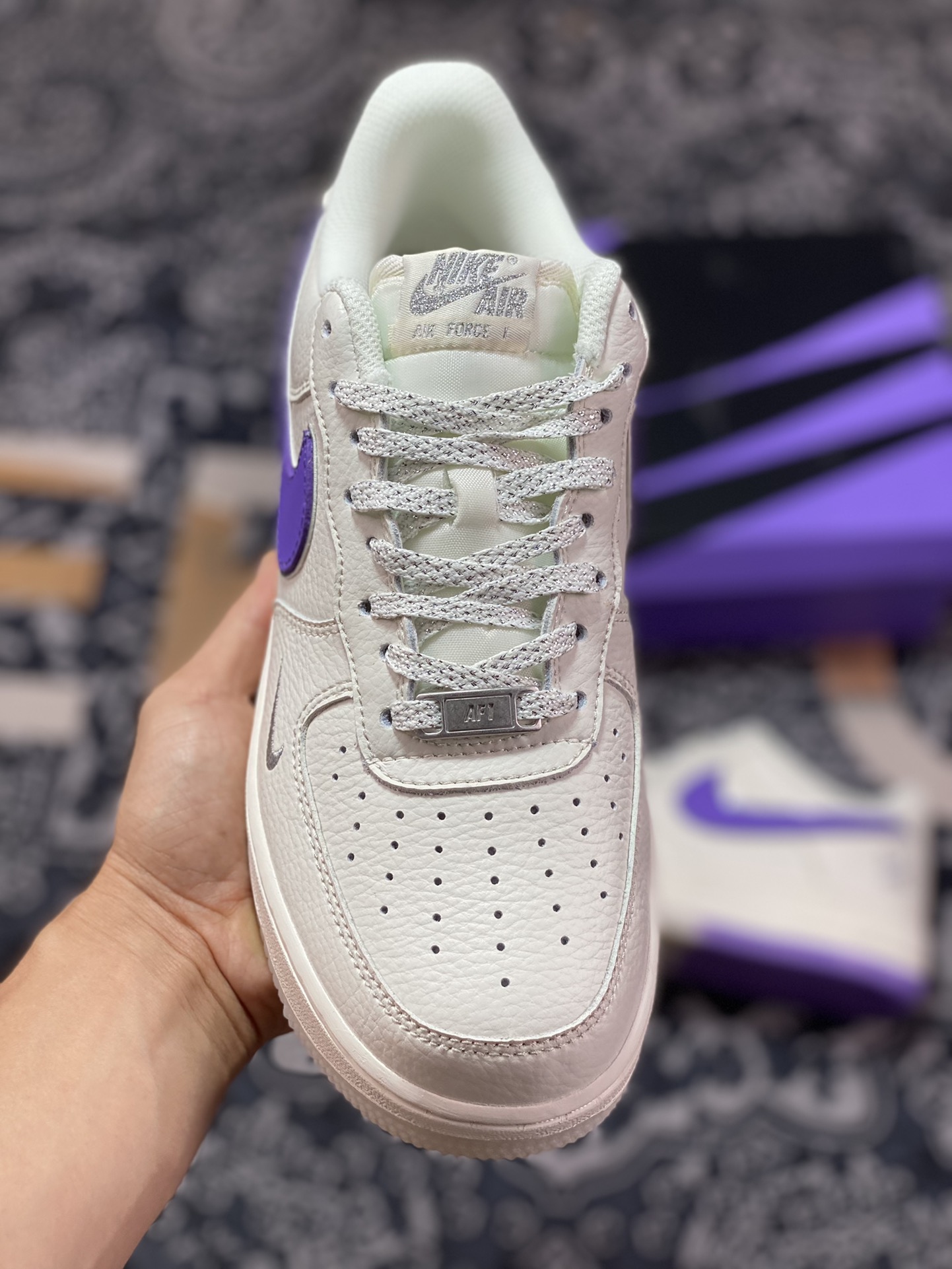 Nike Air Force 1′07 Low ”Beige/Purple/Sliver 3M” Air Force One sneakers BS9055-733