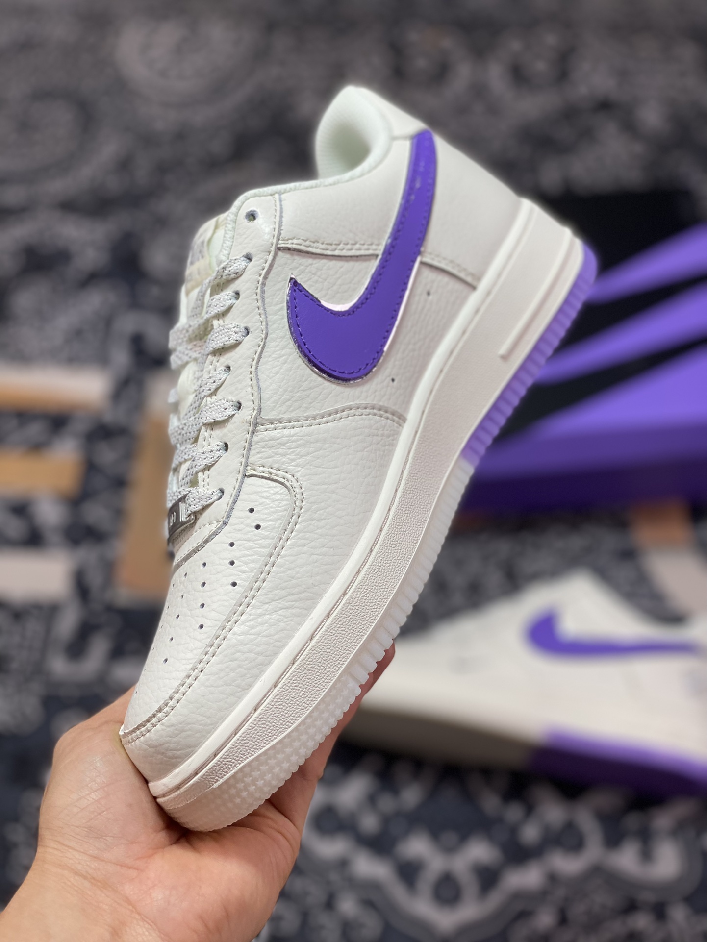 Nike Air Force 1′07 Low ”Beige/Purple/Sliver 3M” Air Force One sneakers BS9055-733