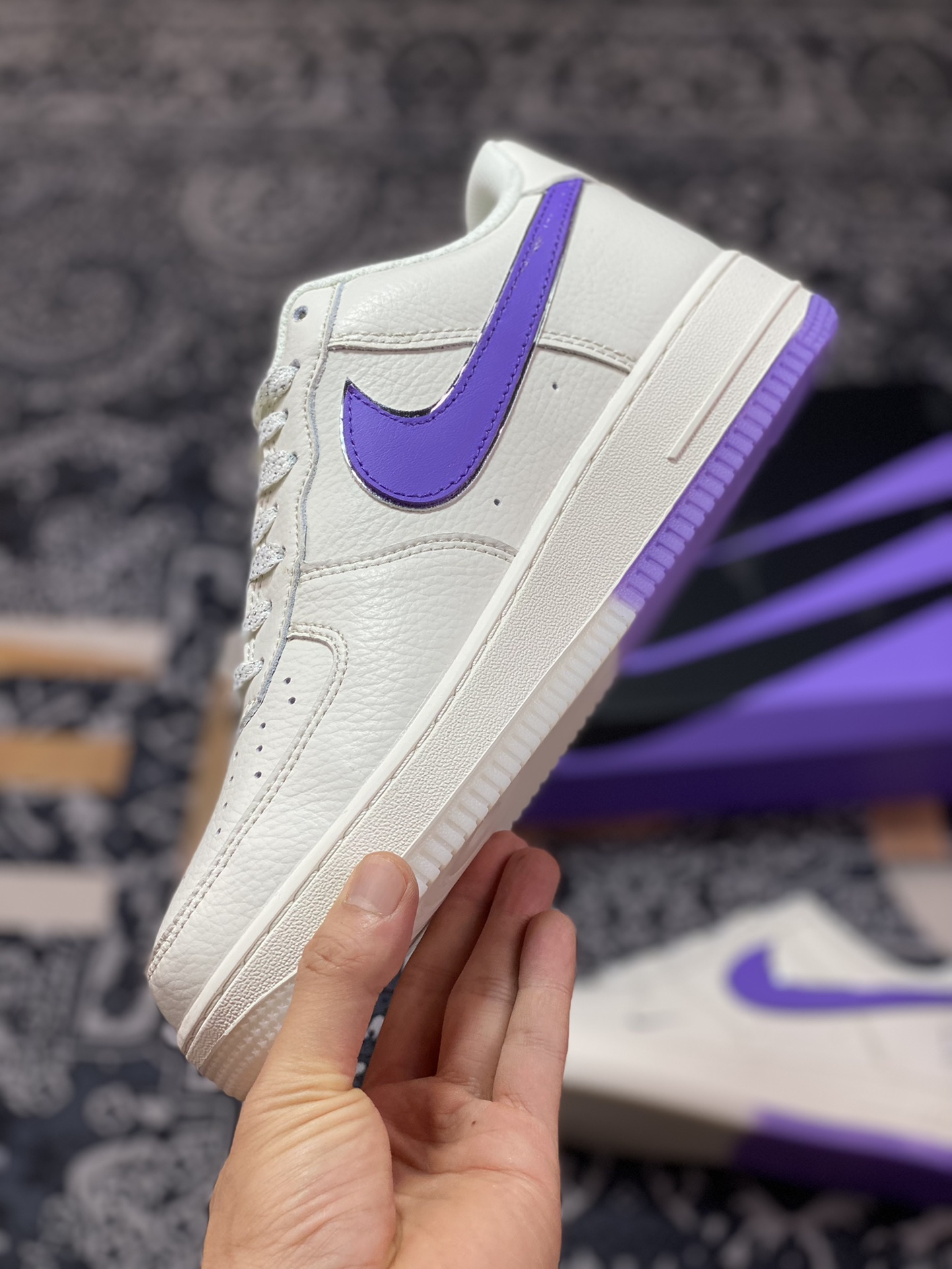 Nike Air Force 1′07 Low ”Beige/Purple/Sliver 3M” Air Force One sneakers BS9055-733