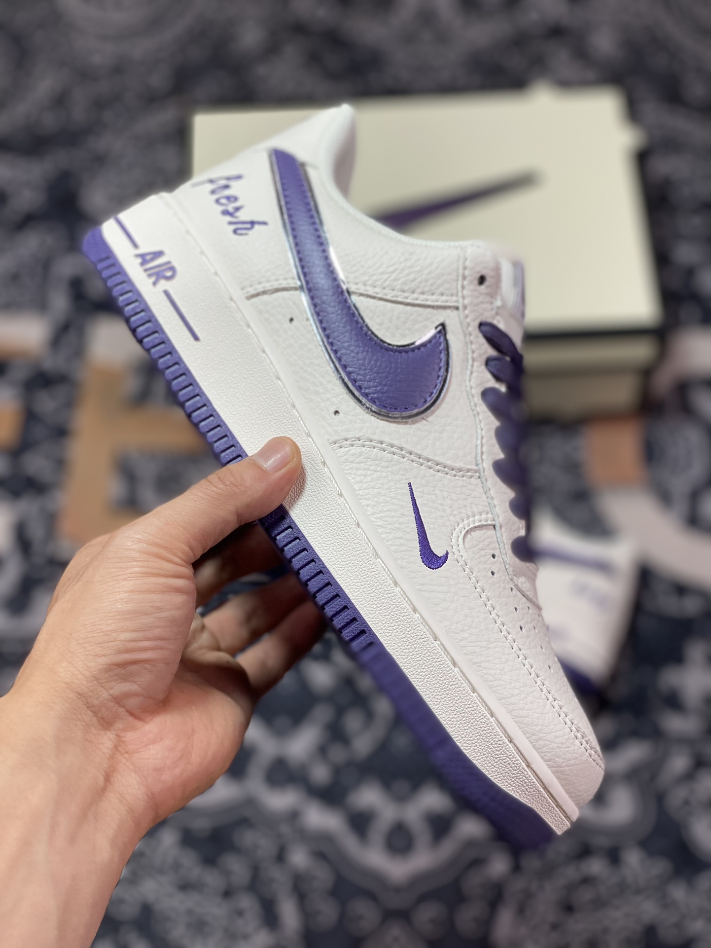 Nike Air Force 1'07 Low ”Beige/Purple/Silver” Air Force 1 sneakers ”leather beige dark purple silver hook” BM2023-103