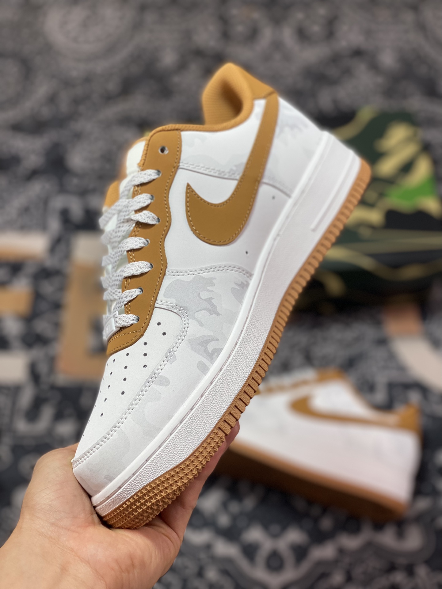 Nike Air Force 1 '07 Low ”White/Brown/Gray Camo” Air Force 1 sneakers ”leather white dark brown gray camouflage” DV1588-003