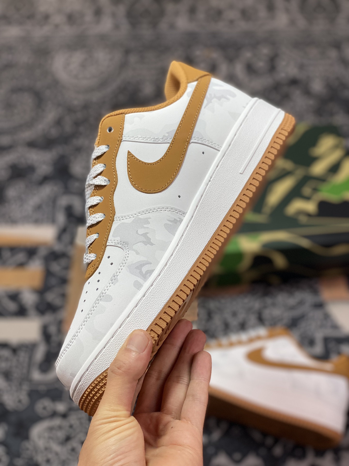 Nike Air Force 1 '07 Low ”White/Brown/Gray Camo” Air Force 1 sneakers ”leather white dark brown gray camouflage” DV1588-003