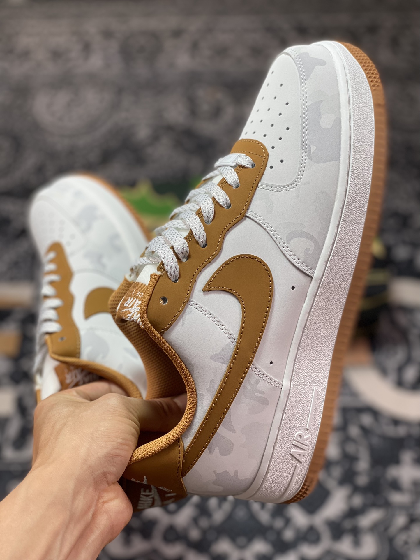 Nike Air Force 1 '07 Low ”White/Brown/Gray Camo” Air Force 1 sneakers ”leather white dark brown gray camouflage” DV1588-003