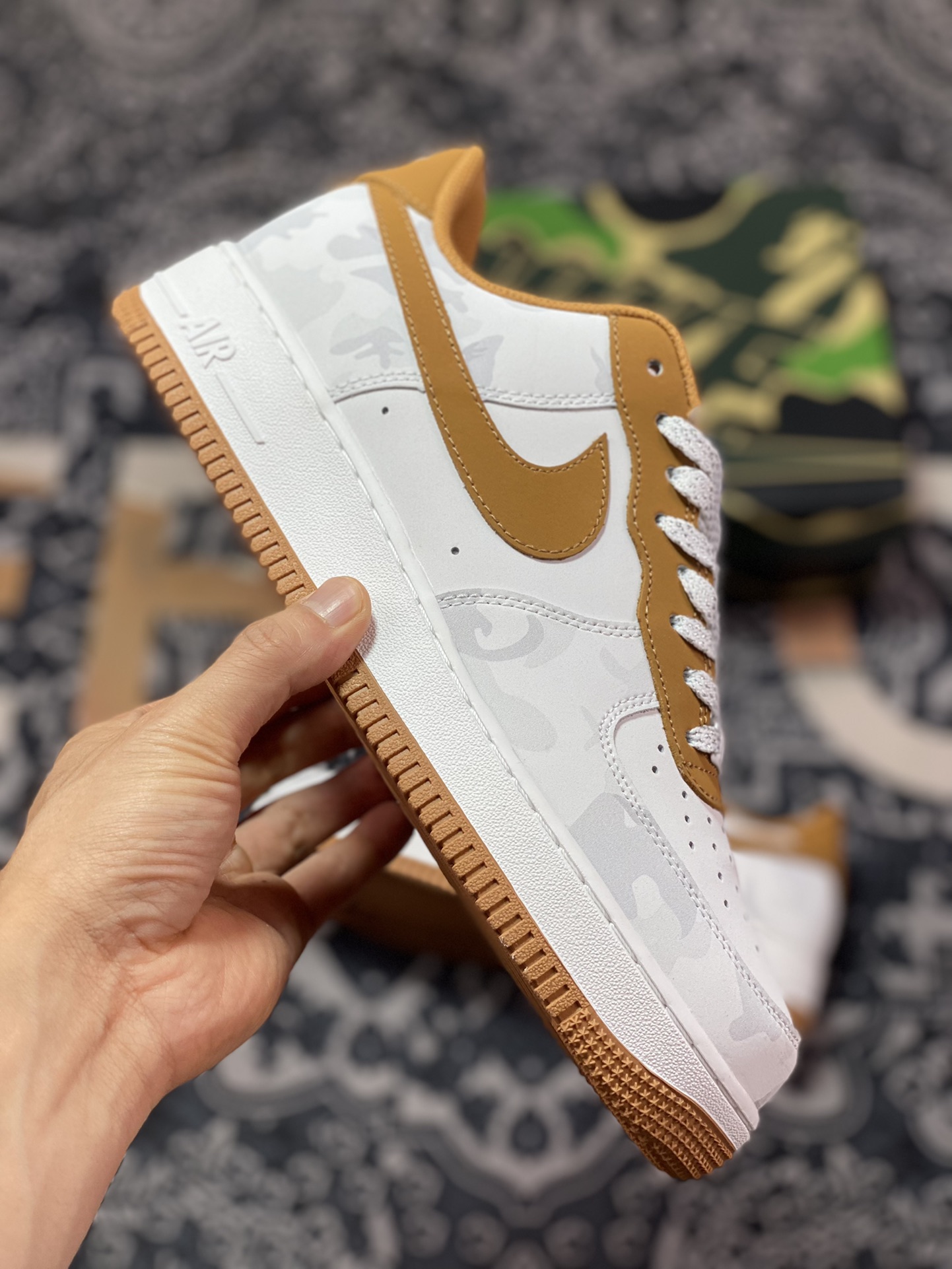 Nike Air Force 1 '07 Low ”White/Brown/Gray Camo” Air Force 1 sneakers ”leather white dark brown gray camouflage” DV1588-003