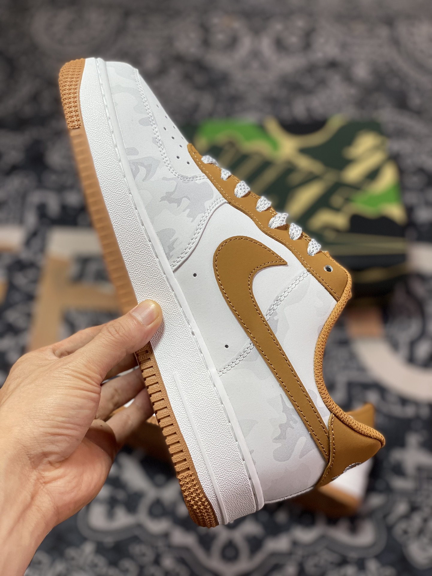 Nike Air Force 1 '07 Low ”White/Brown/Gray Camo” Air Force 1 sneakers ”leather white dark brown gray camouflage” DV1588-003