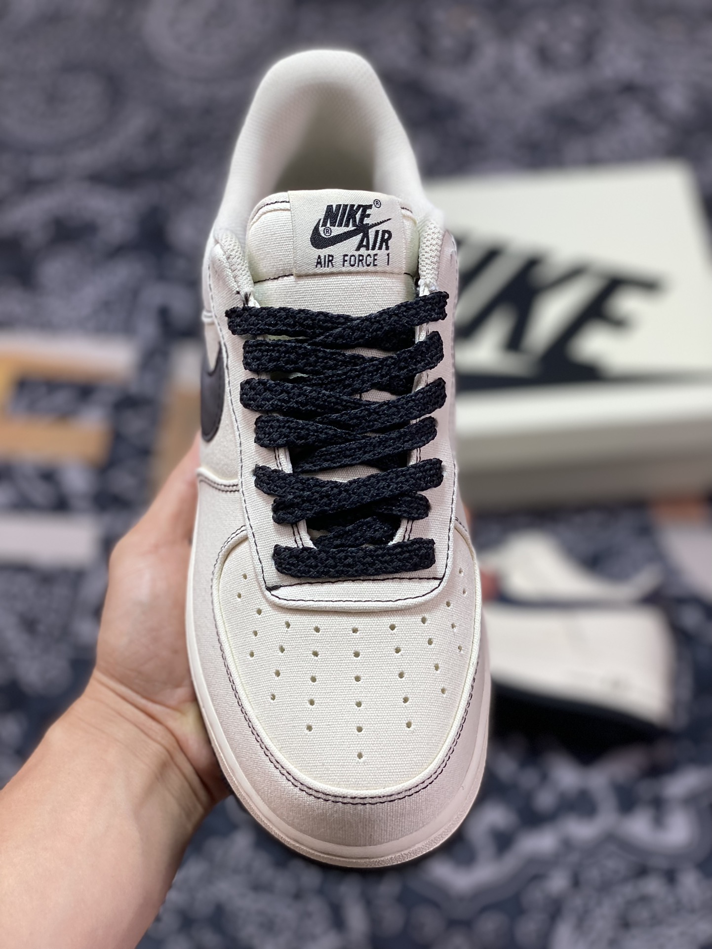 Nike Air Force 1'07 Low QS ”Sail/Laser Reflection 3M” Air Force One sneakers ”Canvas off-white black laser reflective” TQ1456-288