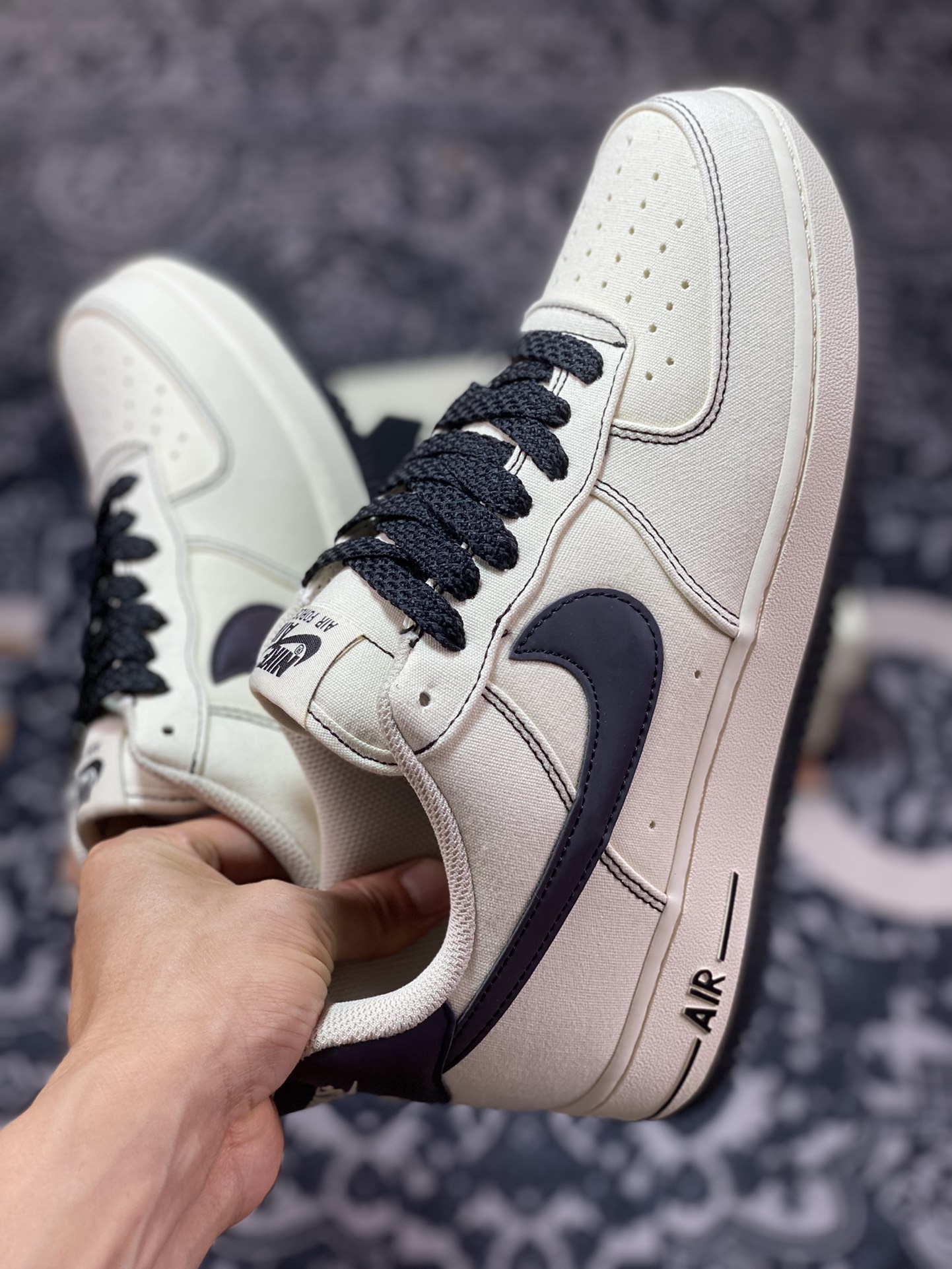 Nike Air Force 1'07 Low QS ”Sail/Laser Reflection 3M” Air Force One sneakers ”Canvas off-white black laser reflective” TQ1456-288