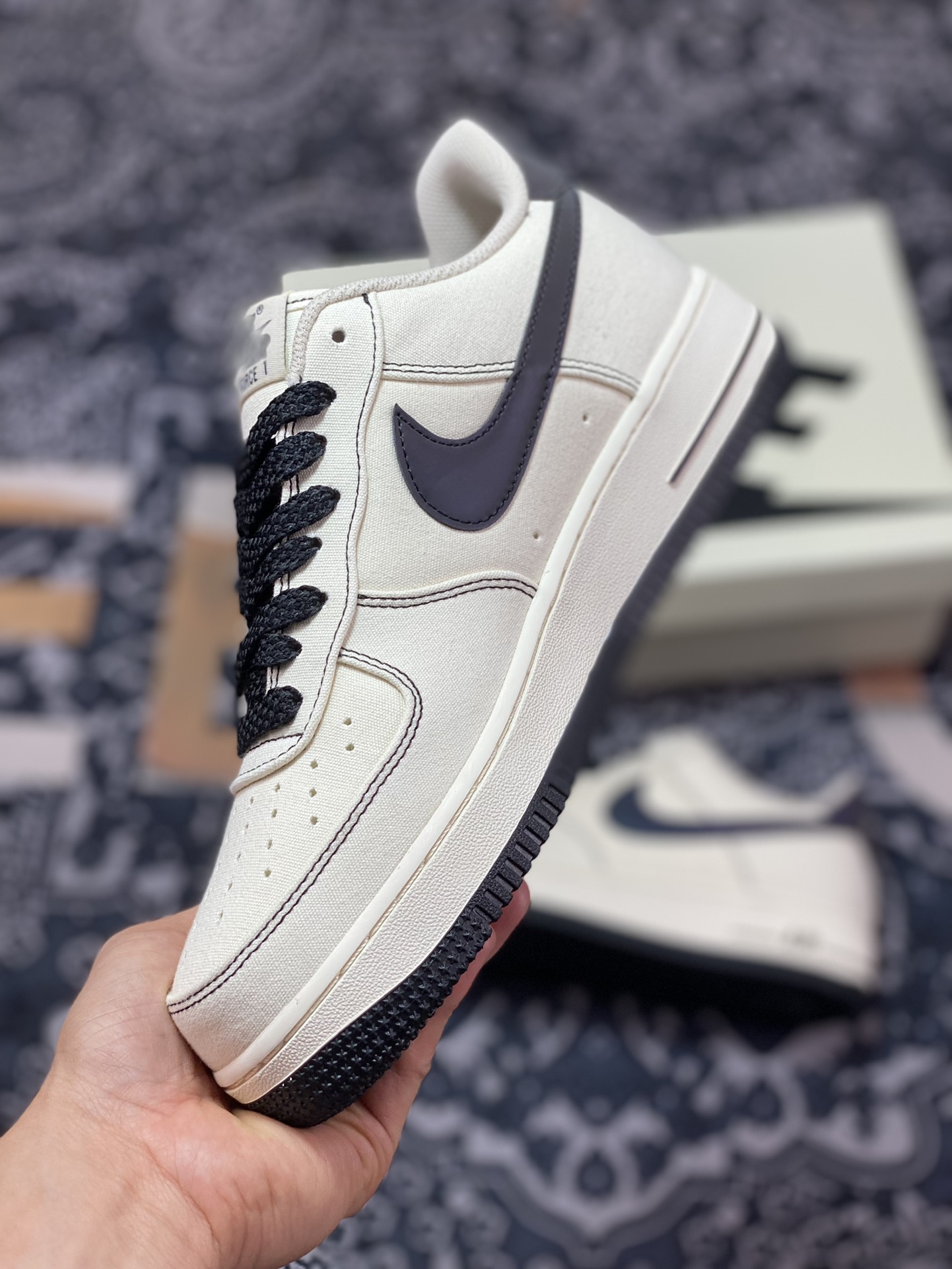 Nike Air Force 1'07 Low QS ”Sail/Laser Reflection 3M” Air Force One sneakers ”Canvas off-white black laser reflective” TQ1456-288