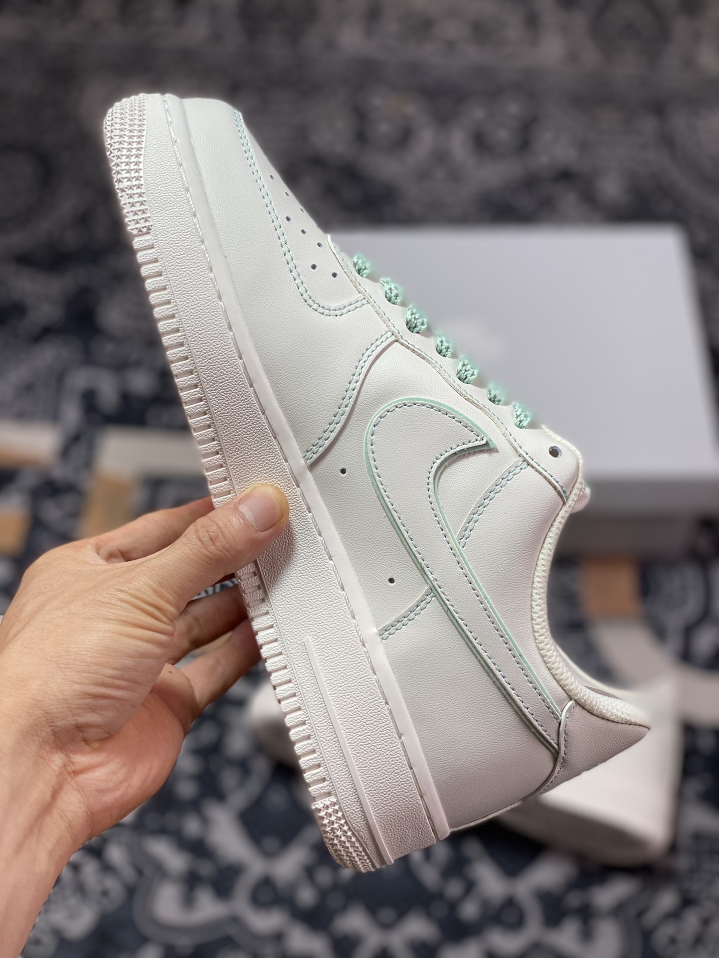 Nike Air Force 1'07 Low ”Milk White/Mint” Air Force 1 sneakers ”leather off-white mint green stitching” 315122-707