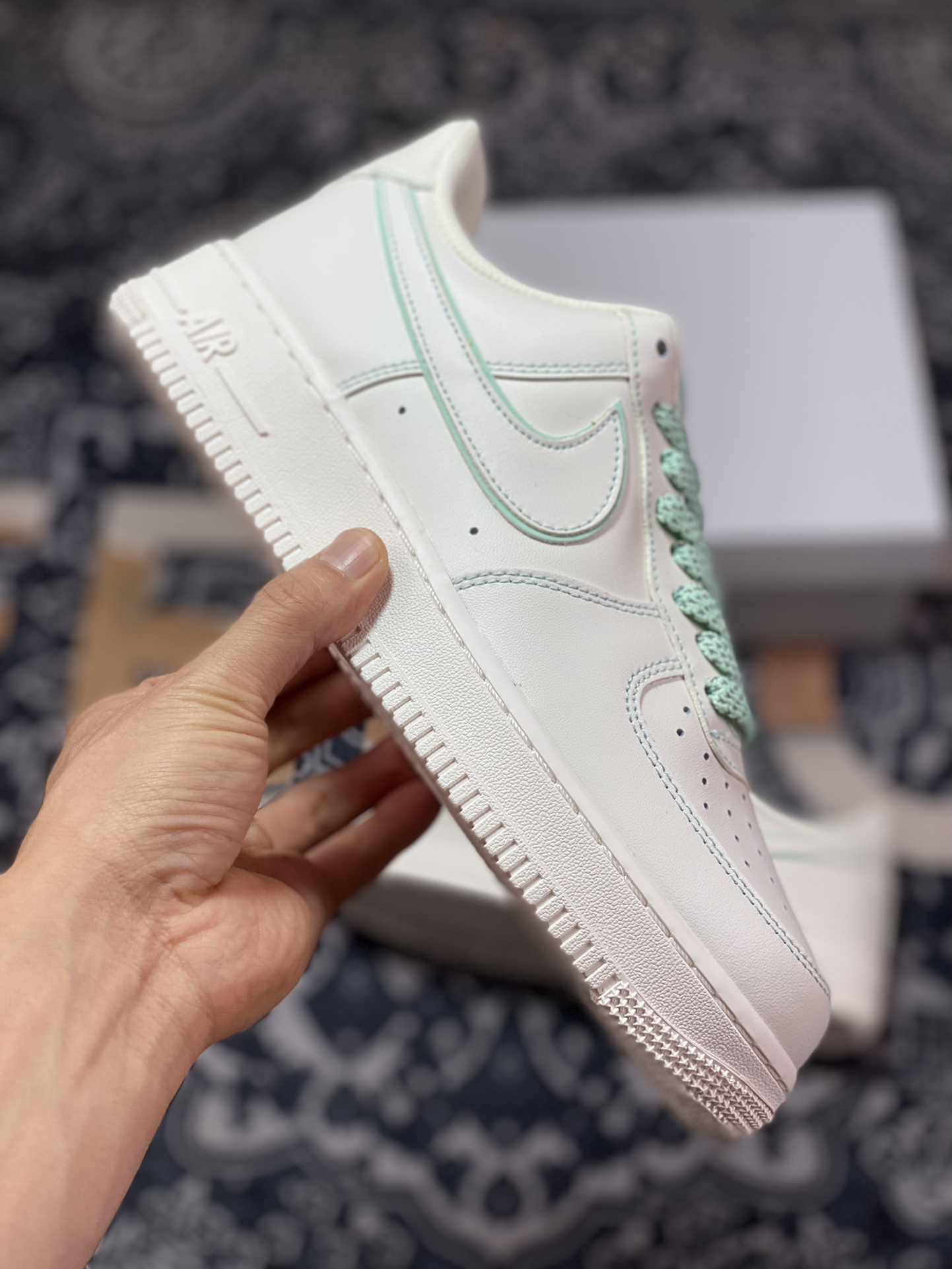 Nike Air Force 1'07 Low ”Milk White/Mint” Air Force 1 sneakers ”leather off-white mint green stitching” 315122-707