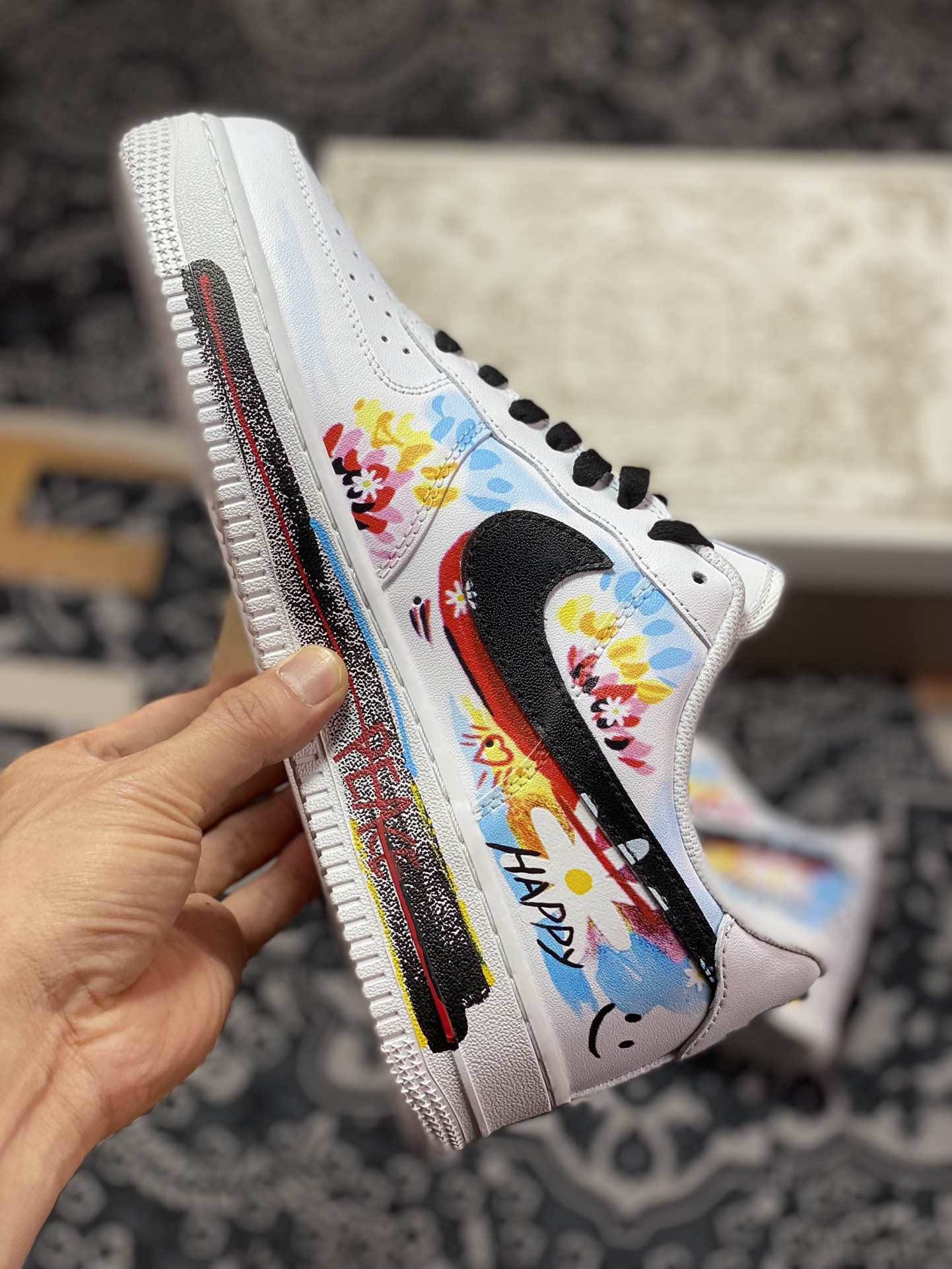 260 Nike Air Force 1 '07 Low”White/Black”空军一号板鞋“白黑彩色小花涂鸦小权志龙”315122-111