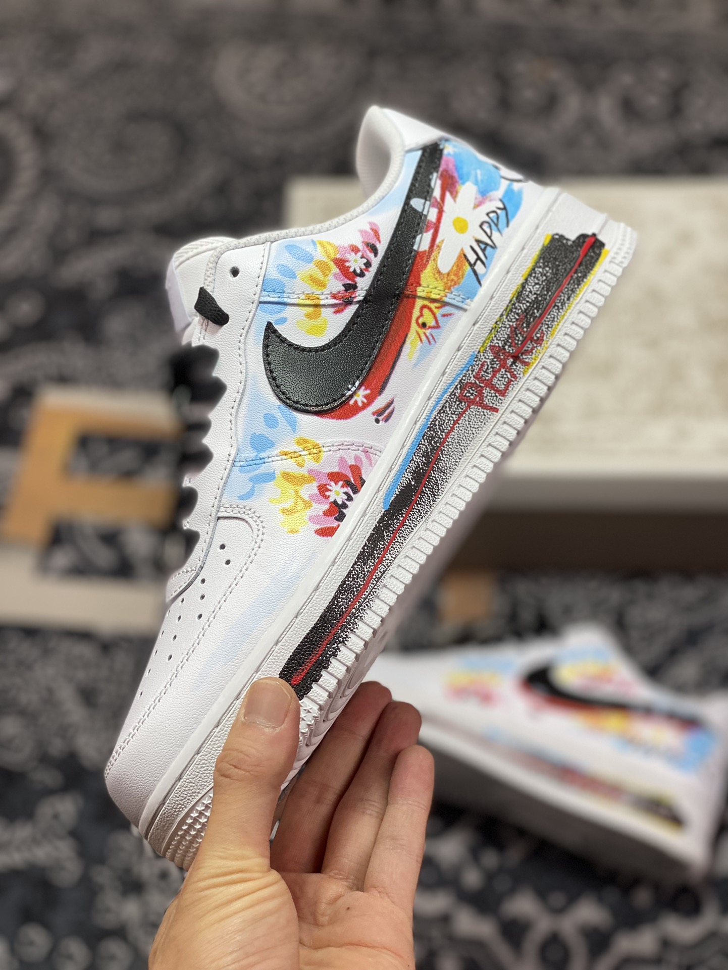 260 Nike Air Force 1 '07 Low”White/Black”空军一号板鞋“白黑彩色小花涂鸦小权志龙”315122-111