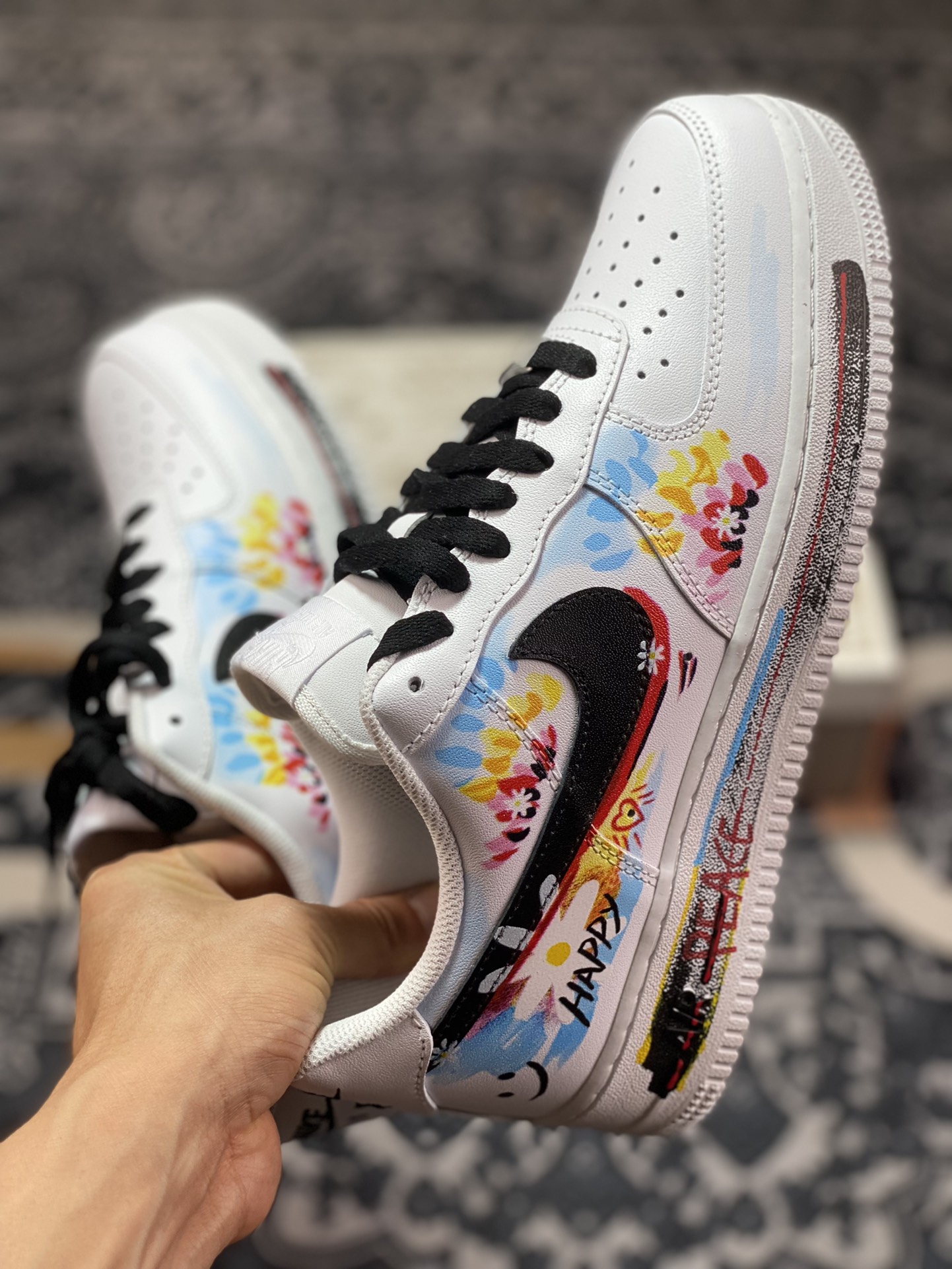 260 Nike Air Force 1 '07 Low”White/Black”空军一号板鞋“白黑彩色小花涂鸦小权志龙”315122-111