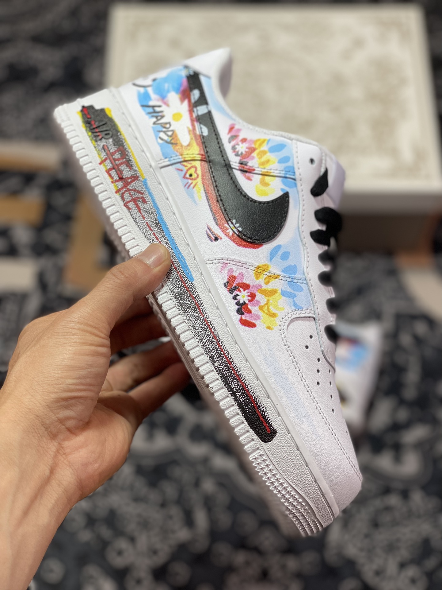260 Nike Air Force 1 '07 Low”White/Black”空军一号板鞋“白黑彩色小花涂鸦小权志龙”315122-111