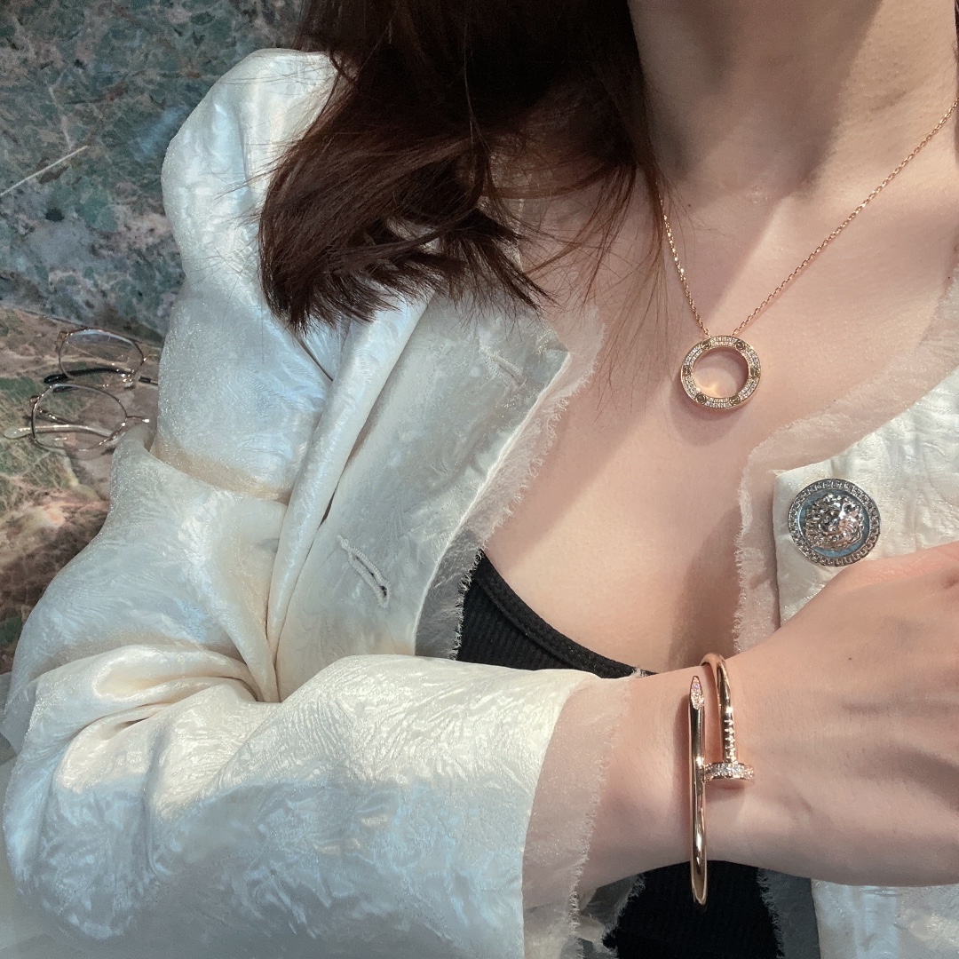 Cartier カルティエ ダブルリングネックレス CNC精密彫刻 イタリア製カスタムチェーン-最高品質