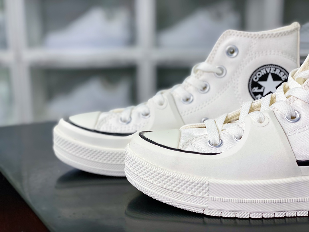 160 Chuck Taylor All Star High Construct”White Black”硬核改造系列高帮运动鞋“帆布白黑”A02832C