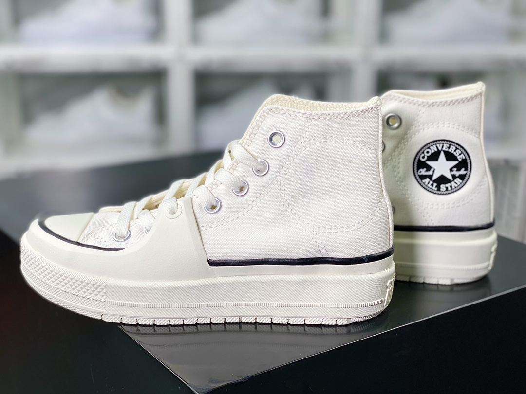 160 Chuck Taylor All Star High Construct”White Black”硬核改造系列高帮运动鞋“帆布白黑”A02832C