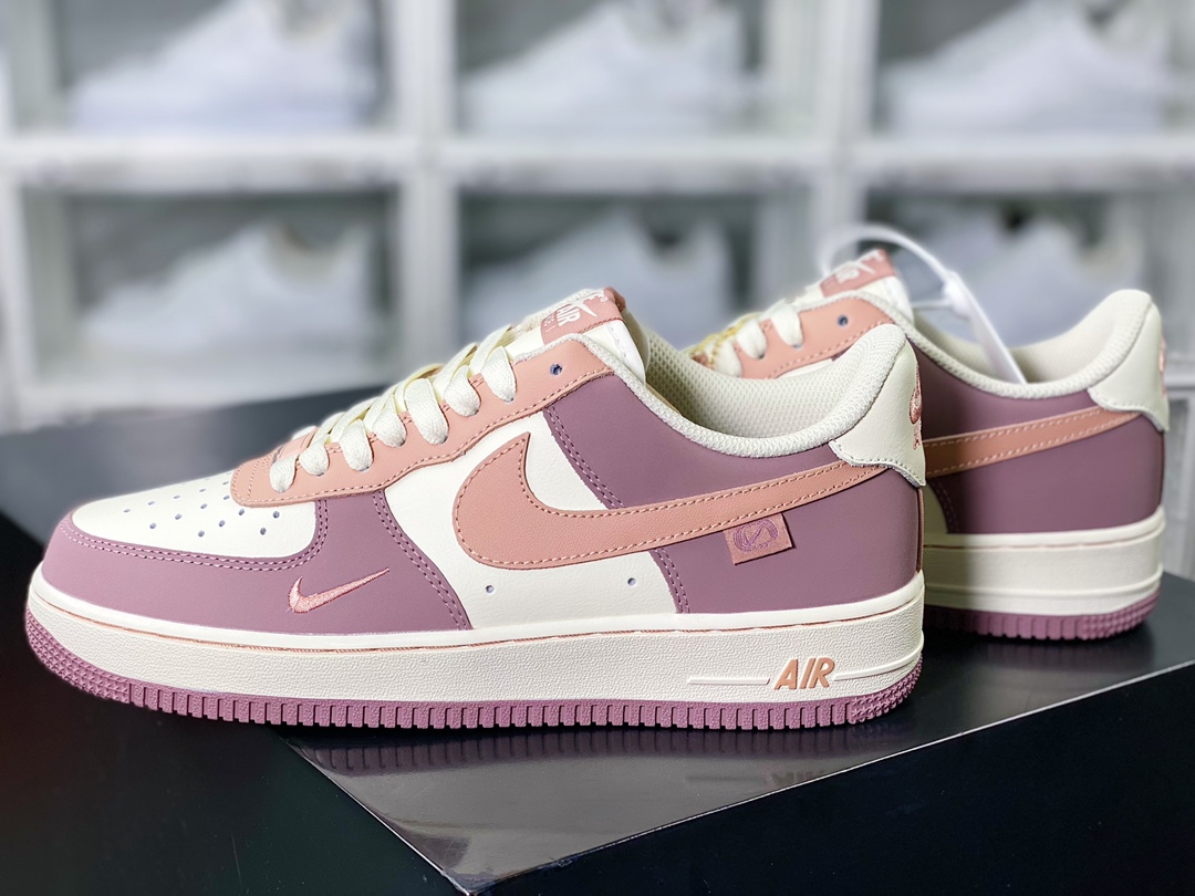 Air Force 1 '07 Low QS ”Purple/Sail White/Brown Swoosh” Air Force 1 sneakers ”leather dirty purple beige white brown small hook” DB3301-155