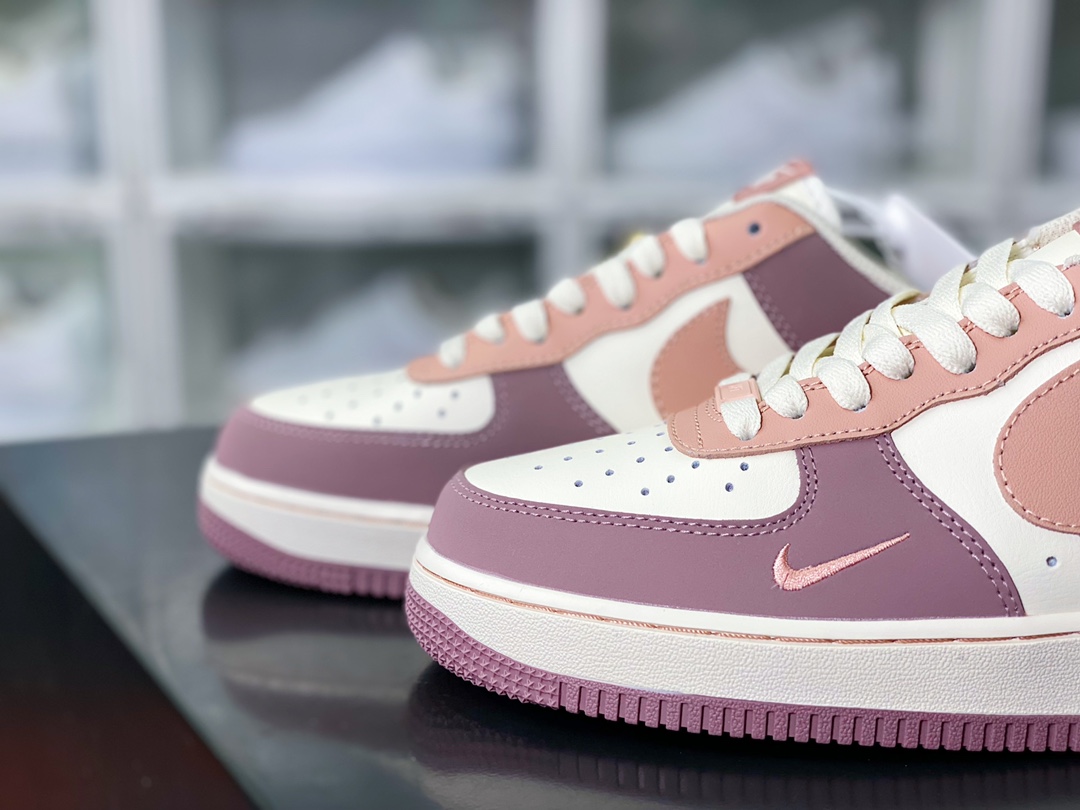 Air Force 1 '07 Low QS ”Purple/Sail White/Brown Swoosh” Air Force 1 sneakers ”leather dirty purple beige white brown small hook” DB3301-155