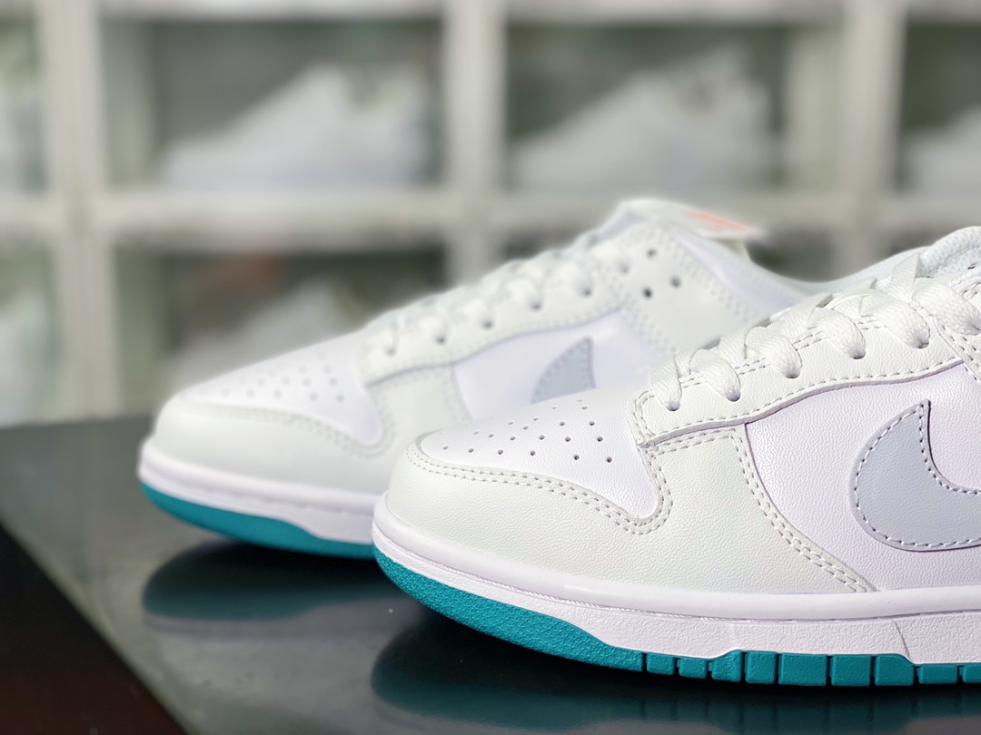 SB Dunk Low GS ”White Teal Green” dunk series low-top sneakers ”leather light gray blue” FD9911-101