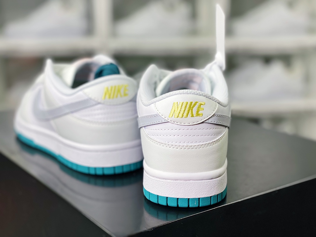 SB Dunk Low GS ”White Teal Green” dunk series low-top sneakers ”leather light gray blue” FD9911-101