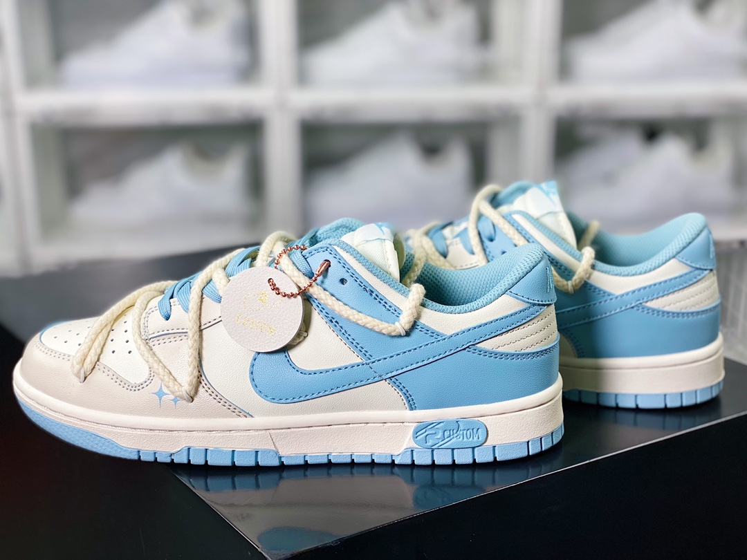 SB Dunk LowMilk White/Blue” dunk series low-cut sneakers ”stitched milk white calcium blue rope” DD1503-123