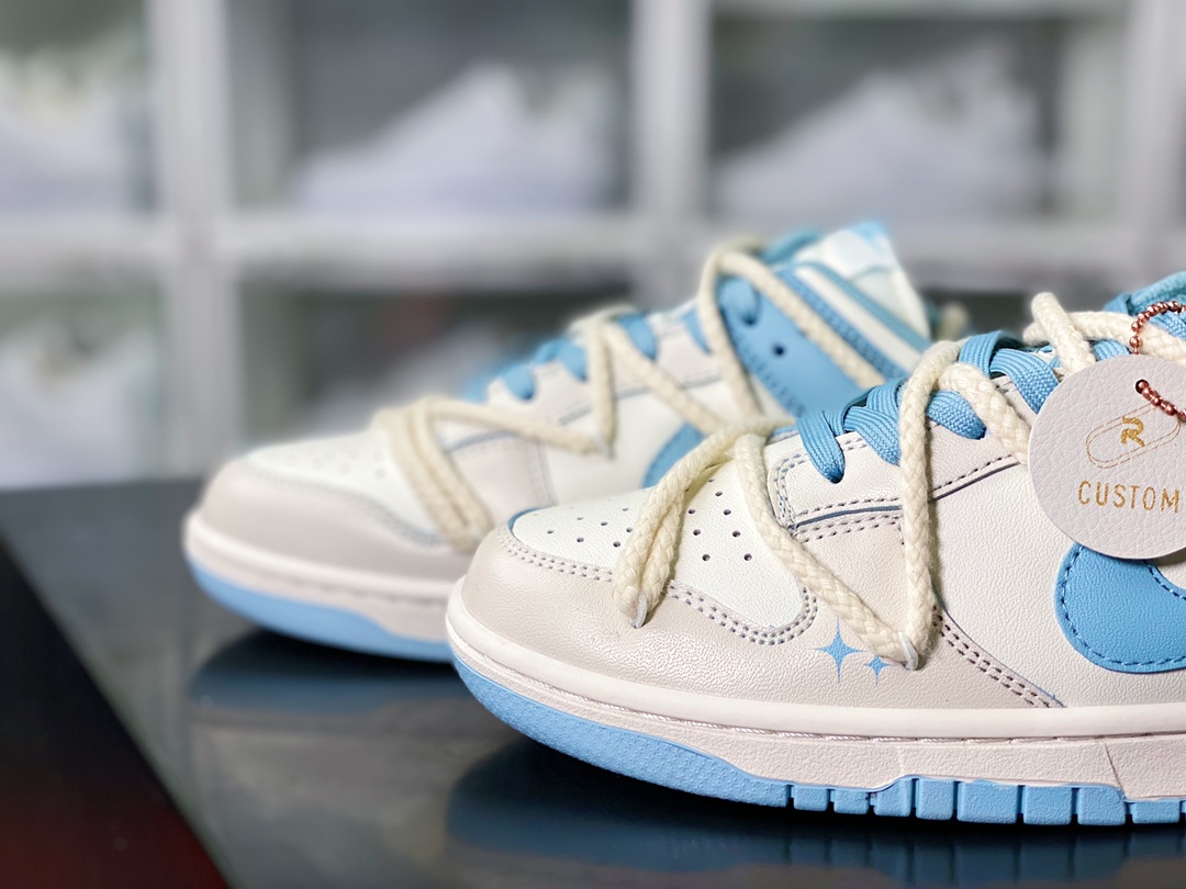 SB Dunk LowMilk White/Blue” dunk series low-cut sneakers ”stitched milk white calcium blue rope” DD1503-123