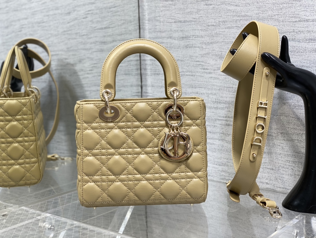 DIOR 戴妃包 四格 藤格紋 字母肩帶