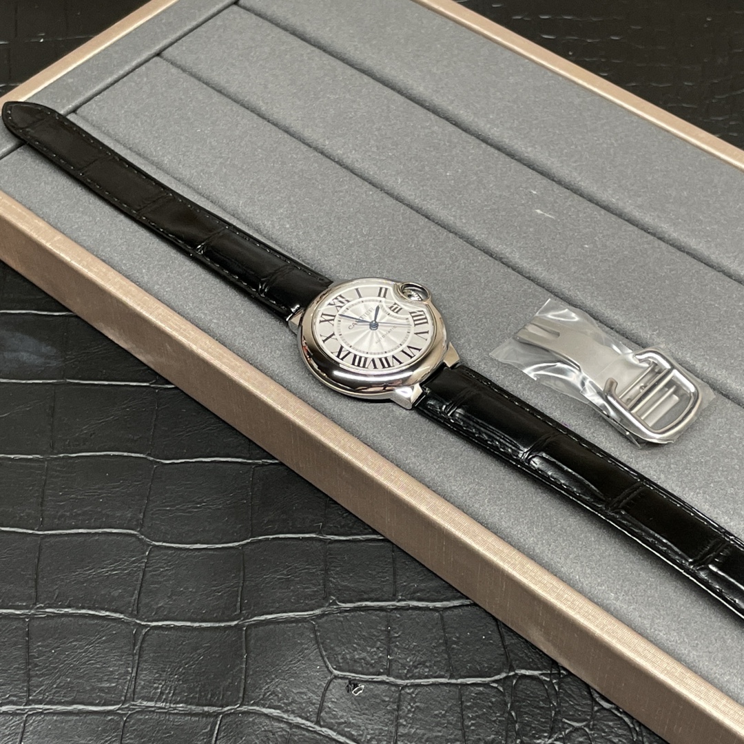 AF卡地亚 蓝气球33mm机械 皮带/钢带❗️